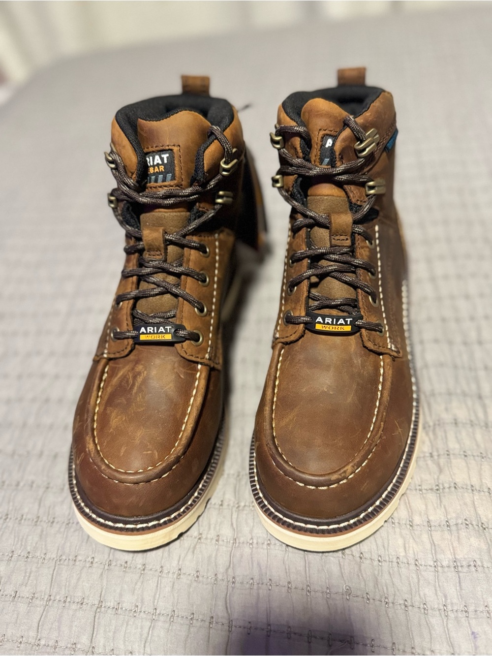 Ariat Rebar Lift H2O Work Boot, EH Rated, Distressed Brown, W7 Wide (C), NWT